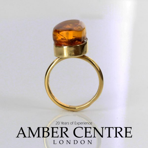 Amber Ring 14ct solid Gold German Baltic Amber with Ant insect Handmade GRR004 RRP£999!!!