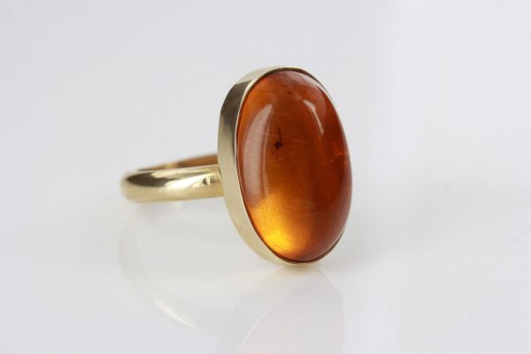 German Baltic Amber Handmade 9ct Ring Containing Biting Midge GRR010 RRP£450!!!