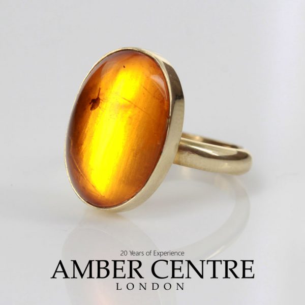 German Baltic Amber Handmade 9ct Ring Containing Biting Midge GRR010 RRP£450!!!