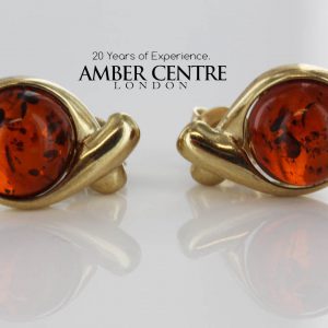 Italian Made "Kiss" German Baltic Amber Stud In 9ct Solid Gold GS0088 RRP£195!!!