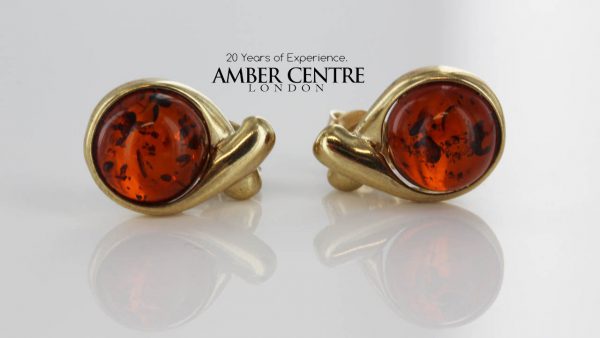 Italian Made "Kiss" German Baltic Amber Stud In 9ct Solid Gold GS0088 RRP£195!!!