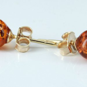 Italian Made Unique German Baltic Amber Bead Studs In 9ct Gold GS0152 RRP£95!!