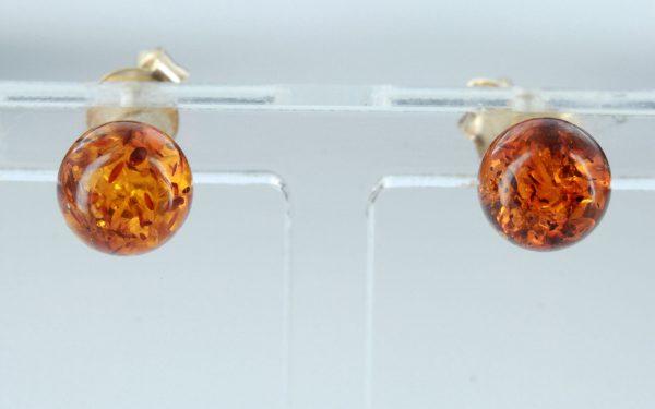 Italian Made Unique German Baltic Amber Bead Studs In 9ct Gold GS0152 RRP£95!!