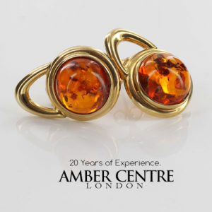 Italian Made German Baltic Amber Stud Earrings In 14ct solidGold GS0749 RRP£550!!!