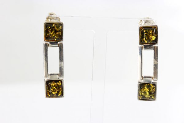 Italian Handmade German Green Baltic Amber Set 925 Sterling Silver- SET23 RRP£295!!!