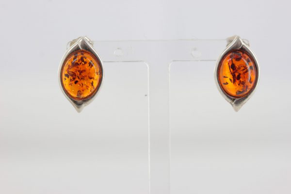 Italian Design Baltic Amber Stud Earrings In 925 Silver Handmade ST0108 RRP£28!!!