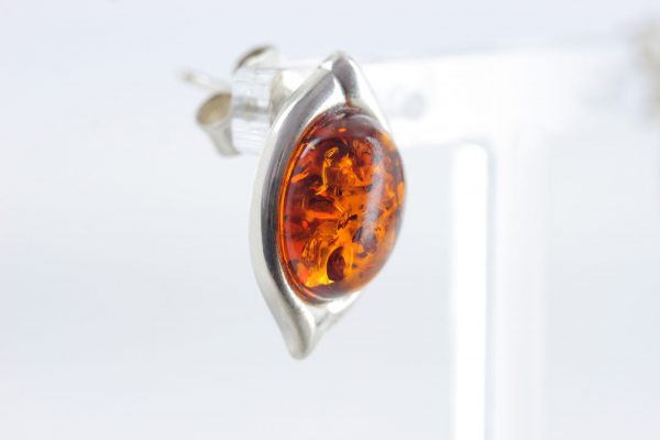 Italian Design Baltic Amber Stud Earrings In 925 Silver Handmade ST0108 RRP£28!!!