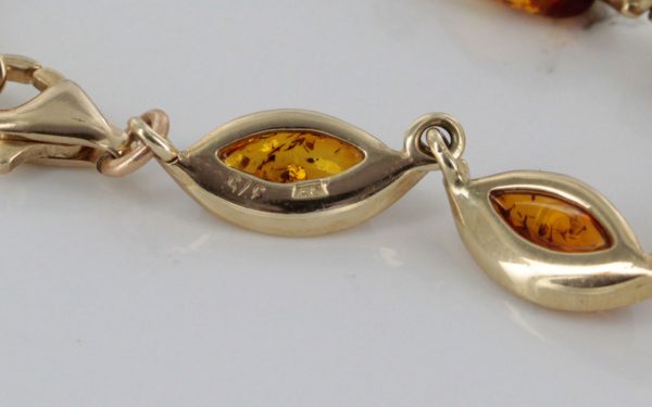 ITALIAN HANDMADE GERMAN BALTIC AMBER BRACELET IN 9CT solid GOLD GBR045-RRP£550!!!