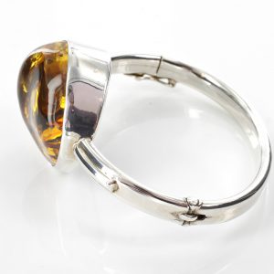 GREEN/COGNAC GERMAN BALTIC AMBER ELEGANT STYLISH BANGLE HANDMADE 925 Solid SILVER -BAN075 RRP£395!!!