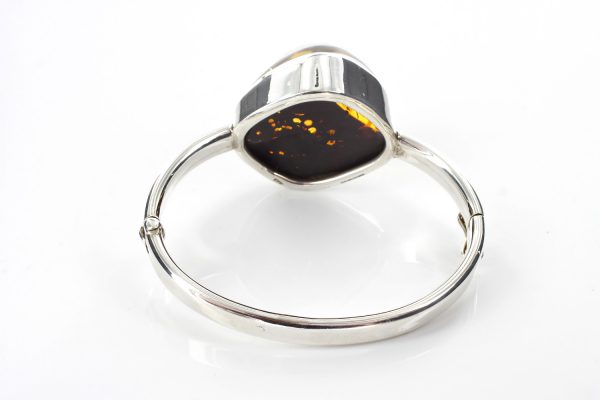 GREEN/COGNAC GERMAN BALTIC AMBER ELEGANT STYLISH BANGLE HANDMADE 925 Solid SILVER -BAN075 RRP£395!!!