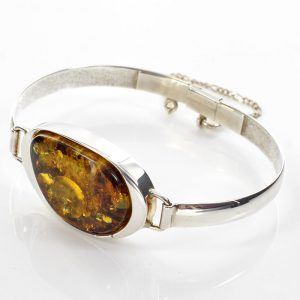 German Green Baltic Amber Handmade Bangle Solid 925 Silver BAN055 RRP£295!!!