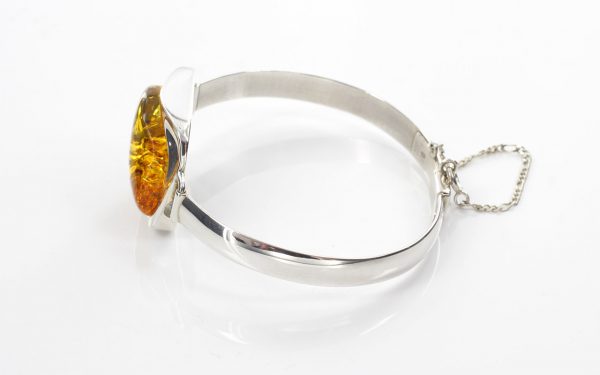 BANGLE GERMAN GREEN BALTIC AMBER HANDMADE 925 SOLID SILVER -BAN051 RRP£295!!!