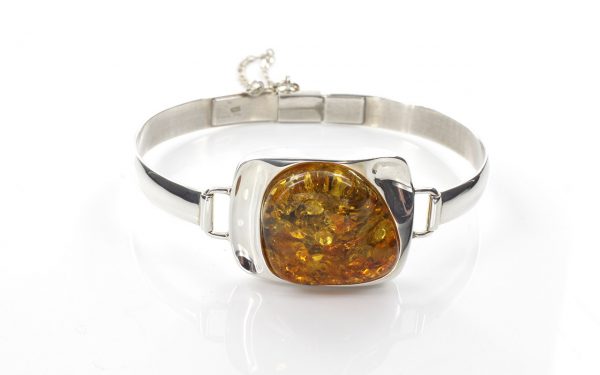 BANGLE GERMAN GREEN BALTIC AMBER HANDMADE 925 SOLID SILVER -BAN051 RRP£295!!!