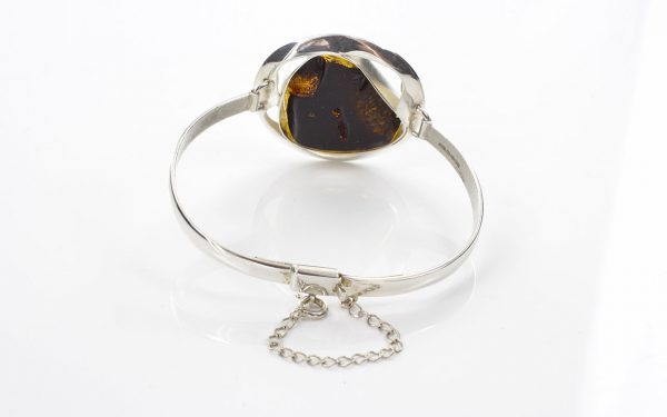 German Green Baltic Amber Handmade Bangle 925 Solid Sterling Silver - BAN050 - RRP£295!!!