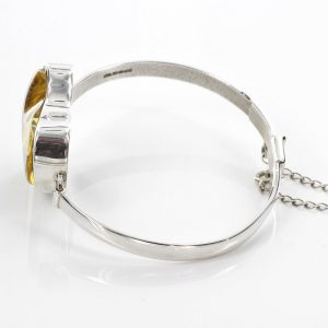 German Green Baltic Amber Handmade Bangle in Solid 925 Sterling Silver - BAN053 - RRP£275!!!
