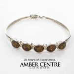 German Green Baltic Amber Handmade Bangle Solid 925 Sterling Silver - BAN062 - RRP£175!!!