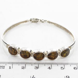 German Green Baltic Amber Handmade Bangle Solid 925 Sterling Silver - BAN062 - RRP£175!!!