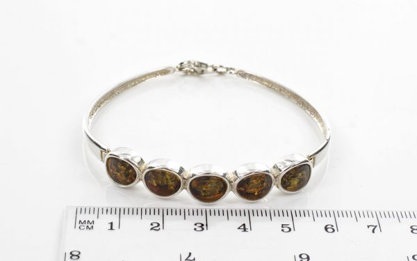 German Green Baltic Amber Handmade Bangle Solid 925 Sterling Silver - BAN062 - RRP£175!!!