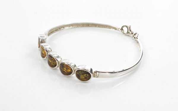 German Green Baltic Amber Handmade Bangle Solid 925 Sterling Silver - BAN062 - RRP£175!!!