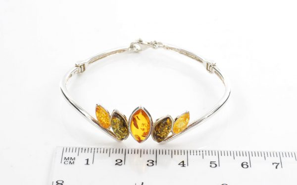 BANGLE GERMAN MULTICOLORED BALTIC AMBER HANDMADE 925 Solid SILVER -BAN060 RRP £125!!!