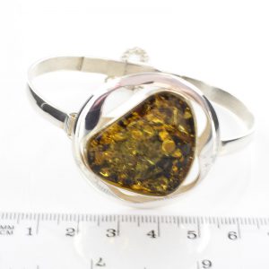 German Green Baltic Amber Handmade Bangle 925 Solid Sterling Silver - BAN050 - RRP£295!!!