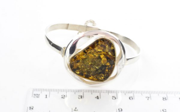 German Green Baltic Amber Handmade Bangle 925 Solid Sterling Silver - BAN050 - RRP£295!!!