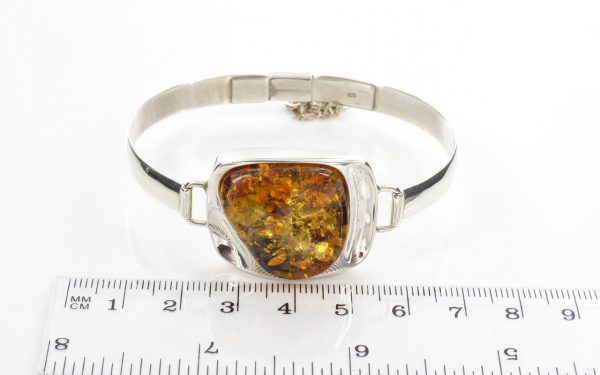 BANGLE GERMAN GREEN BALTIC AMBER HANDMADE 925 SOLID SILVER -BAN051 RRP£295!!!