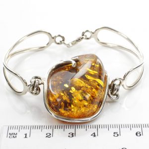 GERMAN BALTIC AMBER BANGLE HANDMADE ELEGANT STYLISH 925 Solid SILVER -BAN074 RRP£295!!!