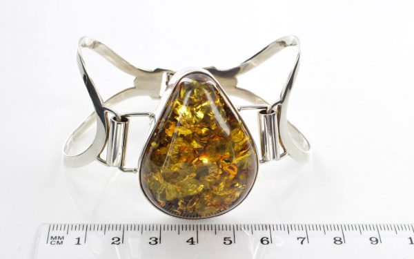 German Green Baltic Amber Handmade Bangle Solid 925 Silver - BAN071 - RRP£475!!!