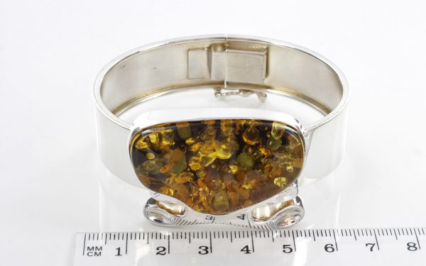 German Green Baltic Amber Handmade Bangle Solid 925 Silver - BAN069 - RRP£525!!!