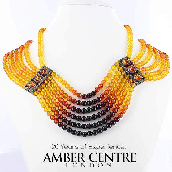 German Baltic Amber Unique Handmade Multi Strand Bead Necklace A0104 RRP£1600!!!