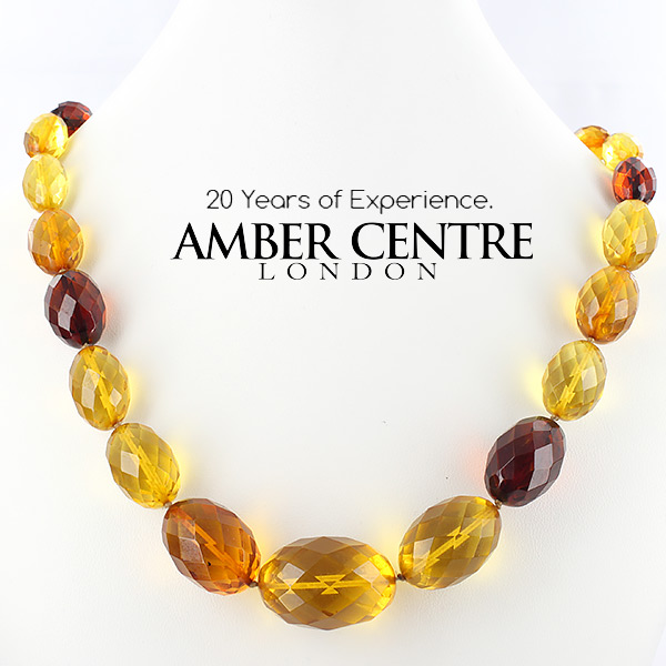 German Faceted Elegant Genuine Baltic Amber Bead Necklace A0099 RRP 795!!!