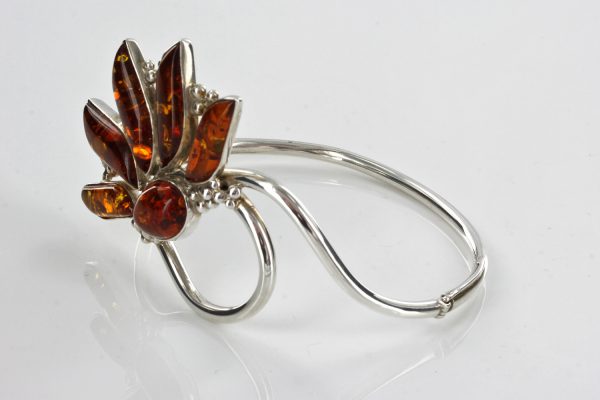 German Baltic Amber Handmade Elegant Bangle In 925 solid Sterling Silver -BAN107 RRP£295!!!