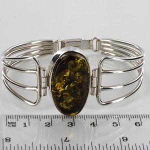 German Green Baltic Amber Handmade Bangle Solid 925 Silver - BAN105 -RRP£325!!!