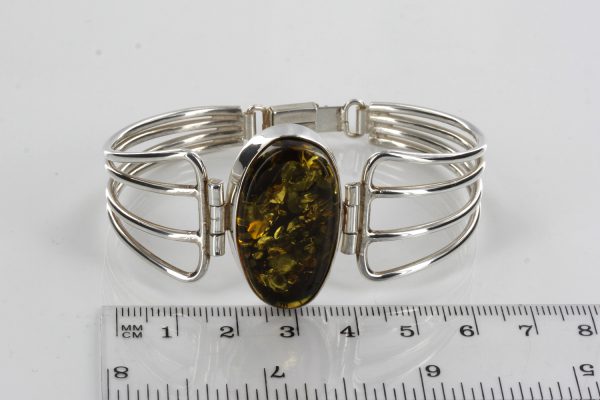 German Green Baltic Amber Handmade Bangle Solid 925 Silver - BAN105 -RRP£325!!!