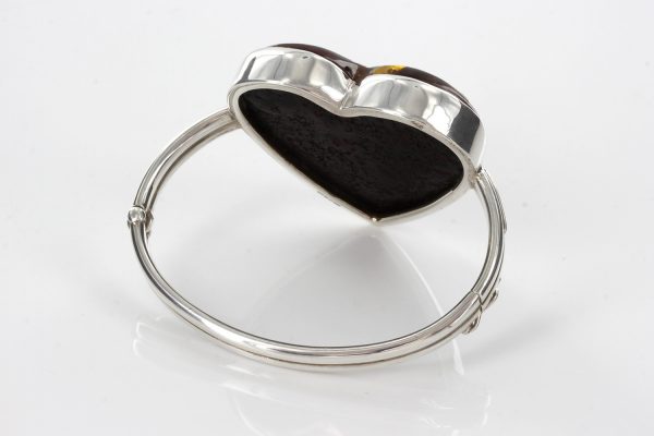 BANGLE HEART "LOVE" GERMAN BALTIC AMBER HANDMADE 925 Solid SILVER BAN098 RRP£750!!!