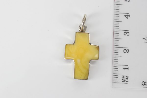 German BUTTERSCOTCH BALTIC AMBER CROSS PENDANT IN 925 SILVER PE0141 RRP£160!!