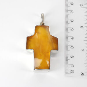 German BUTTERSCOTCH BALTIC AMBER CROSS PENDANT IN 925 SILVER PE0142 RRP£595!!