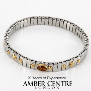 NOMINATION ITALIAN "DREAM" BRACELET ELASTICATED WITH German BALTIC AMBER in 18ct GOLD BAN133 RRP£245!!!