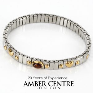NOMINATION ITALIAN "LOVE" ELASTICATED BRACELET WITH BALTIC AMBER in 18ct GOLD BAN132 RRP£245!!!