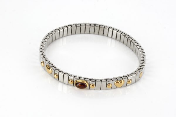 NOMINATION ITALIAN "LOVE" ELASTICATED BRACELET WITH BALTIC AMBER in 18ct GOLD BAN132 RRP£245!!!