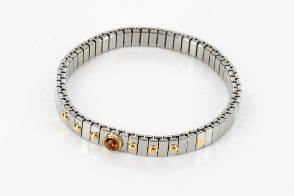 NOMINATION ITALIAN ELASTICATED BRACELET WITH BALTIC AMBER in 18ct GOLD BAN130 RRP£195!!!