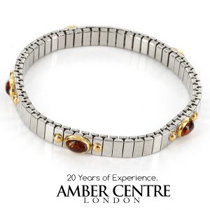 NOMINATION ELASTICATED ITALIAN "LUCKY" BRACELET WITH BALTIC AMBER in 18ct GOLD BAN134 RRP£295!!!