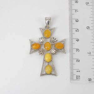 Baltic Butterscotch Amber Cross Handmade Pendant in 925 Silver PE0144 RRP£165!!!