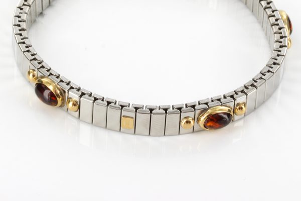 NOMINATION ELASTICATED ITALIAN "LUCKY" BRACELET WITH BALTIC AMBER in 18ct GOLD BAN134 RRP£295!!!