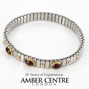 NOMINATION ITALIAN ELASTICATED BRACELET WITH BALTIC AMBER in 18ct GOLD BAN131 RRP£245!!!