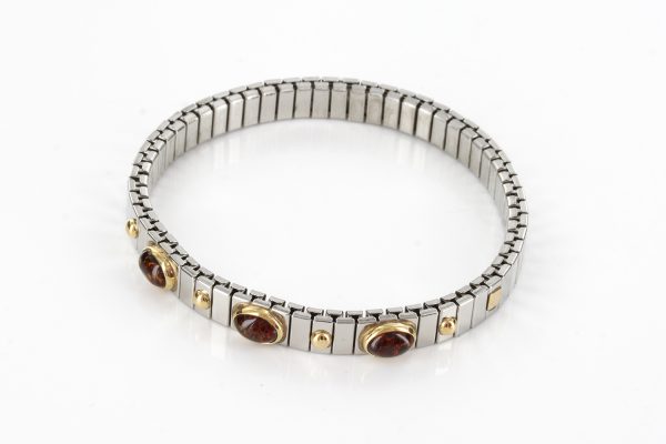 NOMINATION ITALIAN ELASTICATED BRACELET WITH BALTIC AMBER in 18ct GOLD BAN131 RRP£245!!!