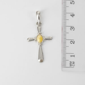 MILKY BUTTERSCOTCH BALTIC AMBER CROSS PENDANT in 925 SILVER-PE0135 RRP£40!!