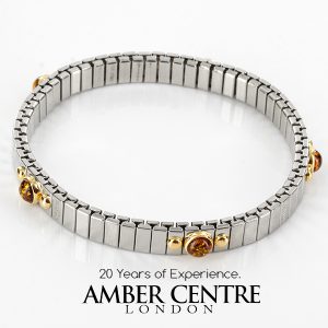 NOMINATION ITALIAN ELASTICATED "LUCKY"BRACELET WITH BALTIC AMBER in 18ct GOLD BAN136 -RRP£295!!!