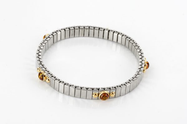 NOMINATION ITALIAN ELASTICATED "LUCKY"BRACELET WITH BALTIC AMBER in 18ct GOLD BAN136 -RRP£295!!!